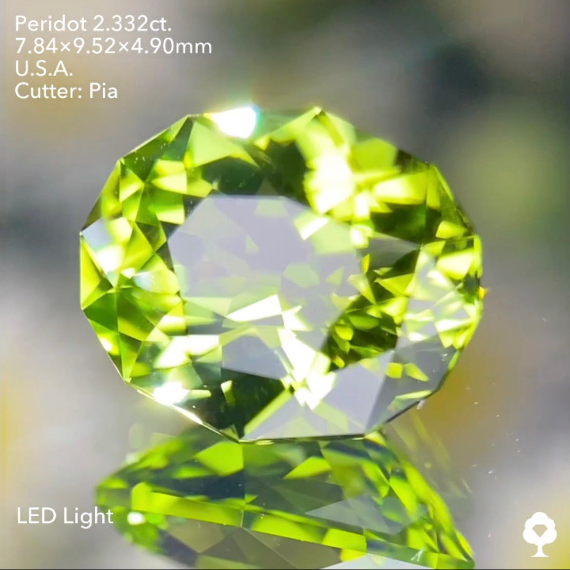 ファンシーオーバルの2ステップクラウンがピアッちゃんの進化を感じる美結晶★ペリドット2.332ct. アメリカ産 ピアッちゃん作品