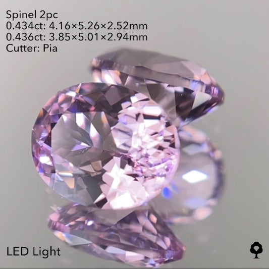 ★30分オークション★【21:10終了】可愛いピンクとパープルの色見比べセット★スピネル2個 0.434ct/0.436ct ピアッちゃん作品