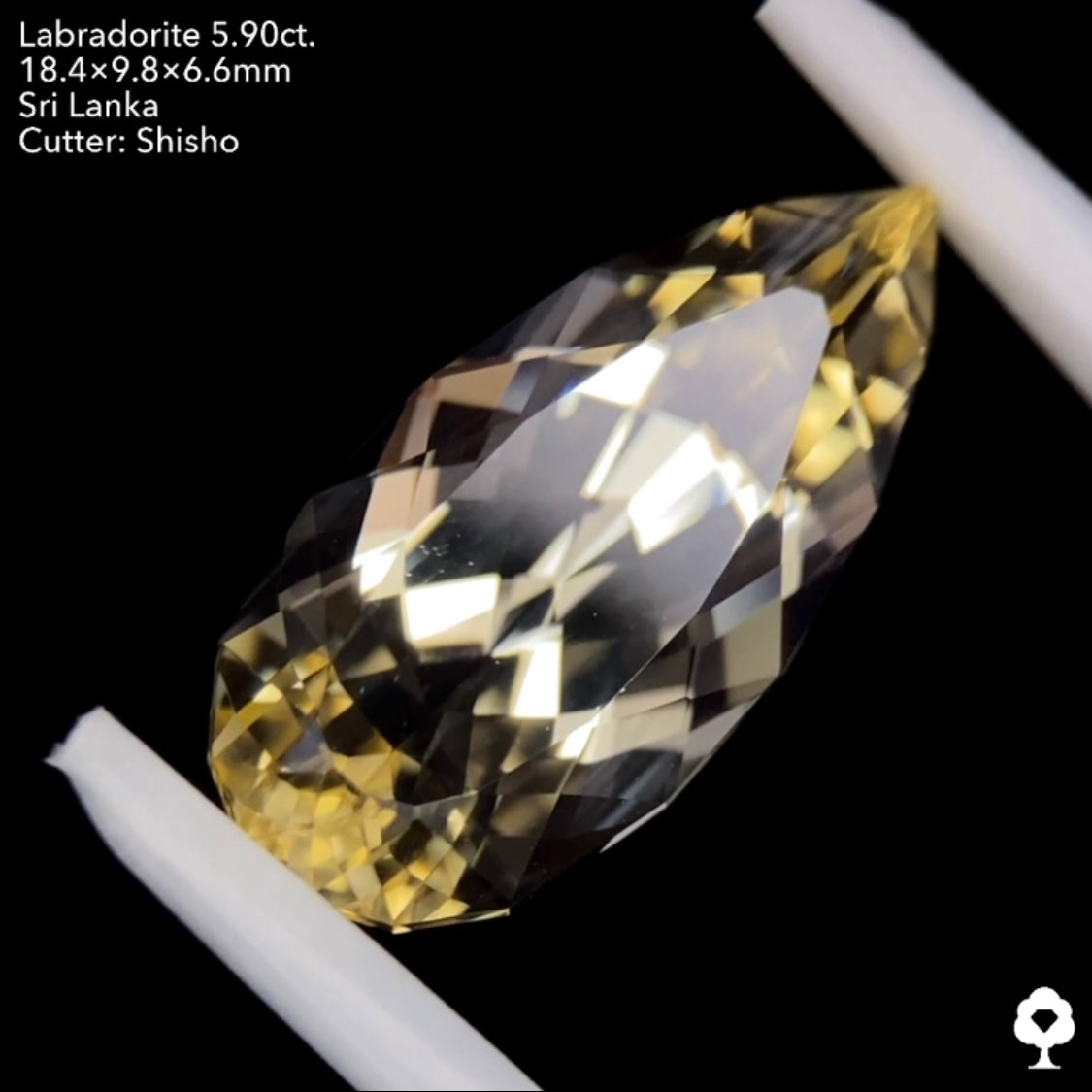 【SOLD OUT】圧倒的な存在感と細やかな煌めきを放つロングファンシーペアシェイプ★ラブラドライト5.90ct. 師匠作品★お問合せ特別価格★