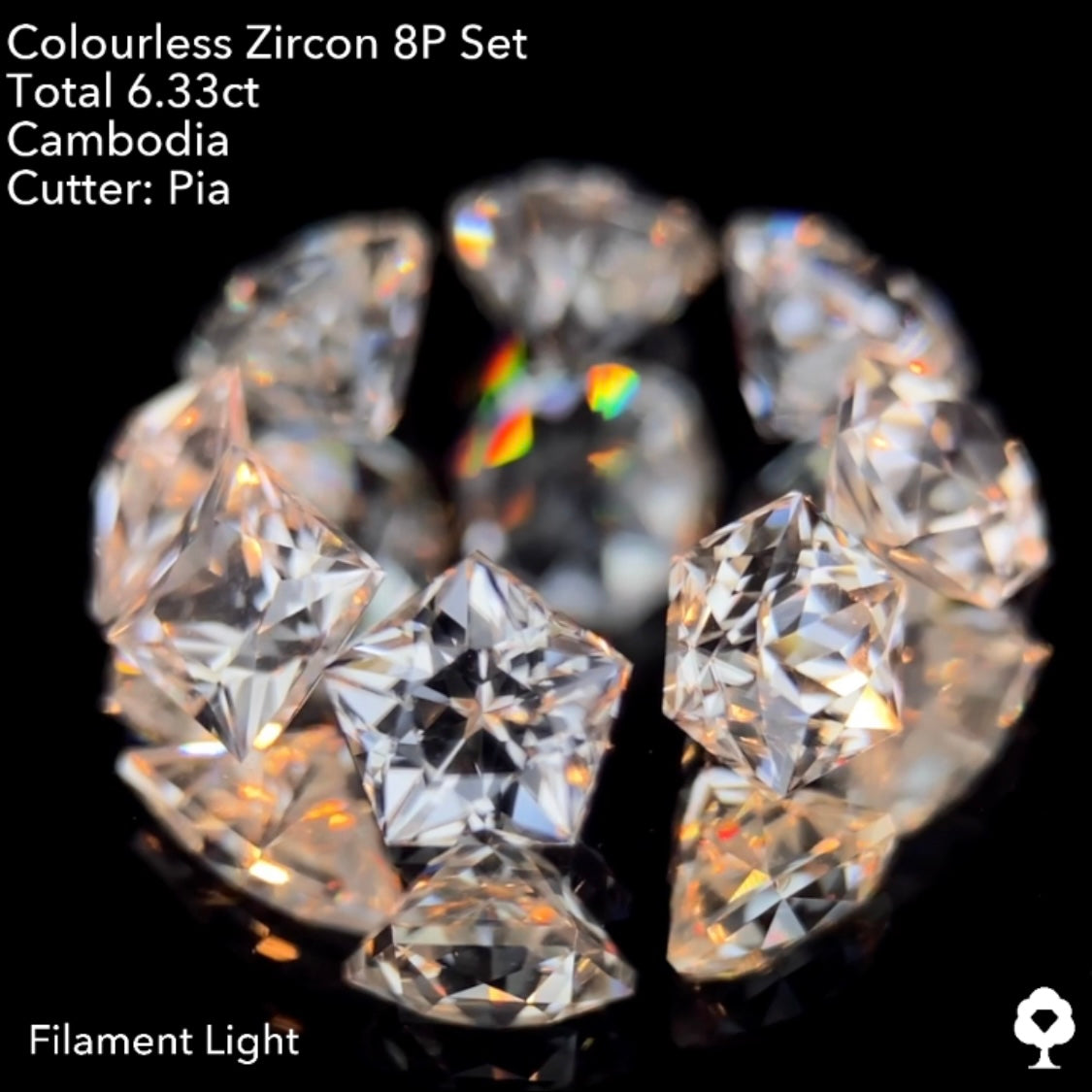 【8/1(月)終了‼️1ヶ月オークション‼️】圧巻の輝きと可愛さのボリューム抜群な多角形セット★カラーレスジルコン 8個セット 計6.33ct. ピアッちゃん作品