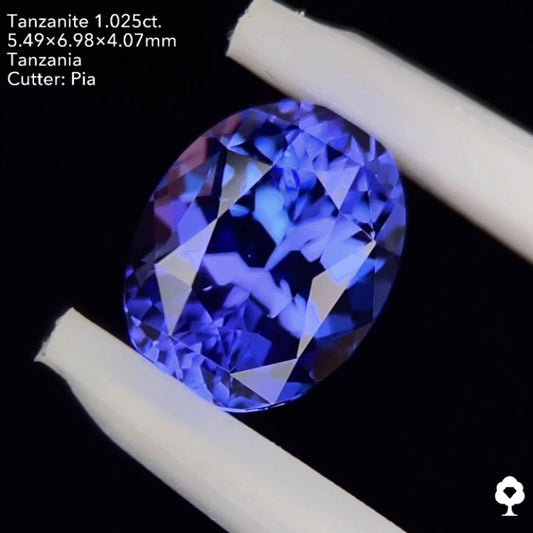 8/13(土)21:30終了‼️2ステップで構成されたお手本のような極美色オーバル★タンザナイト1.025ct. オーバル ピアッちゃん作品