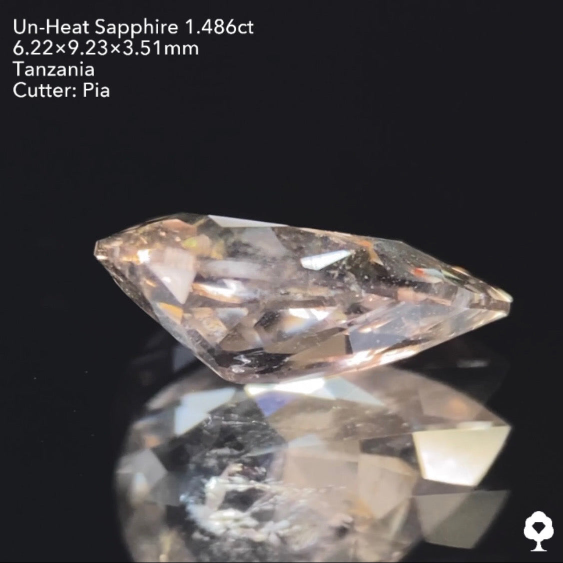 【仕切り直し】UVチェンジ美しいニュアンスカラーに舞い散るスノードームのようなインクル★非加熱サファイア1.486ctピアッちゃん作品