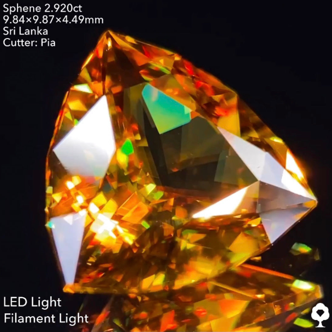 抜群のプロポーションのファンシートリリアント🌈スリランカ産スフェーン2.920ct✨ピアッちゃん作品💎