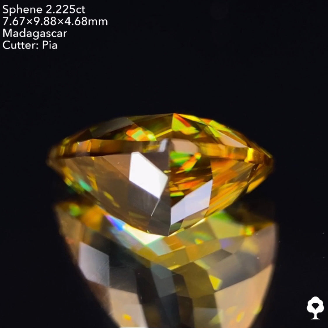 5/4(水)22:00終了!【24時間リレー1円オークション】研ぎ澄まされたカットとトリリアントが屈折率と分散度を最大限に引き出す★スフェーン2.225ct ピアッちゃん作品