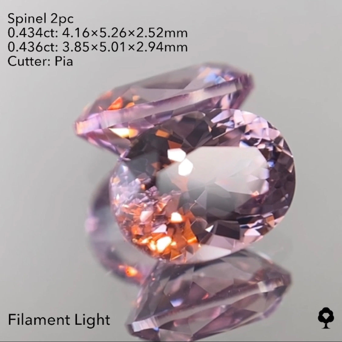 ★30分オークション★【21:10終了】可愛いピンクとパープルの色見比べセット★スピネル2個 0.434ct/0.436ct ピアッちゃん作品