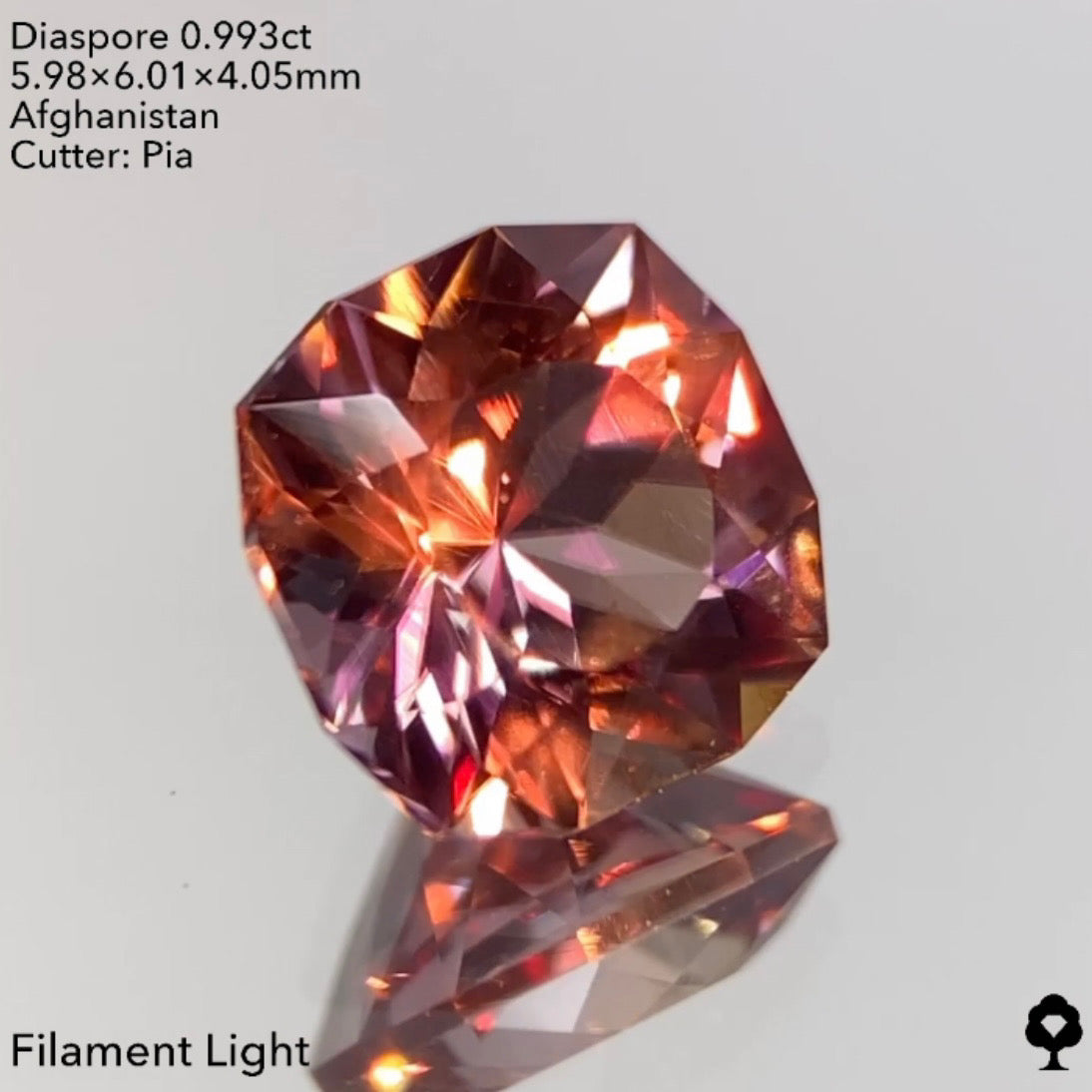 【お客さま専用】【GTJウェブサイト個展プライス】妖艶ピンクの美クッションに走る繊維状構造のライン★ダイアスポア0.993ct ピアッちゃん作品