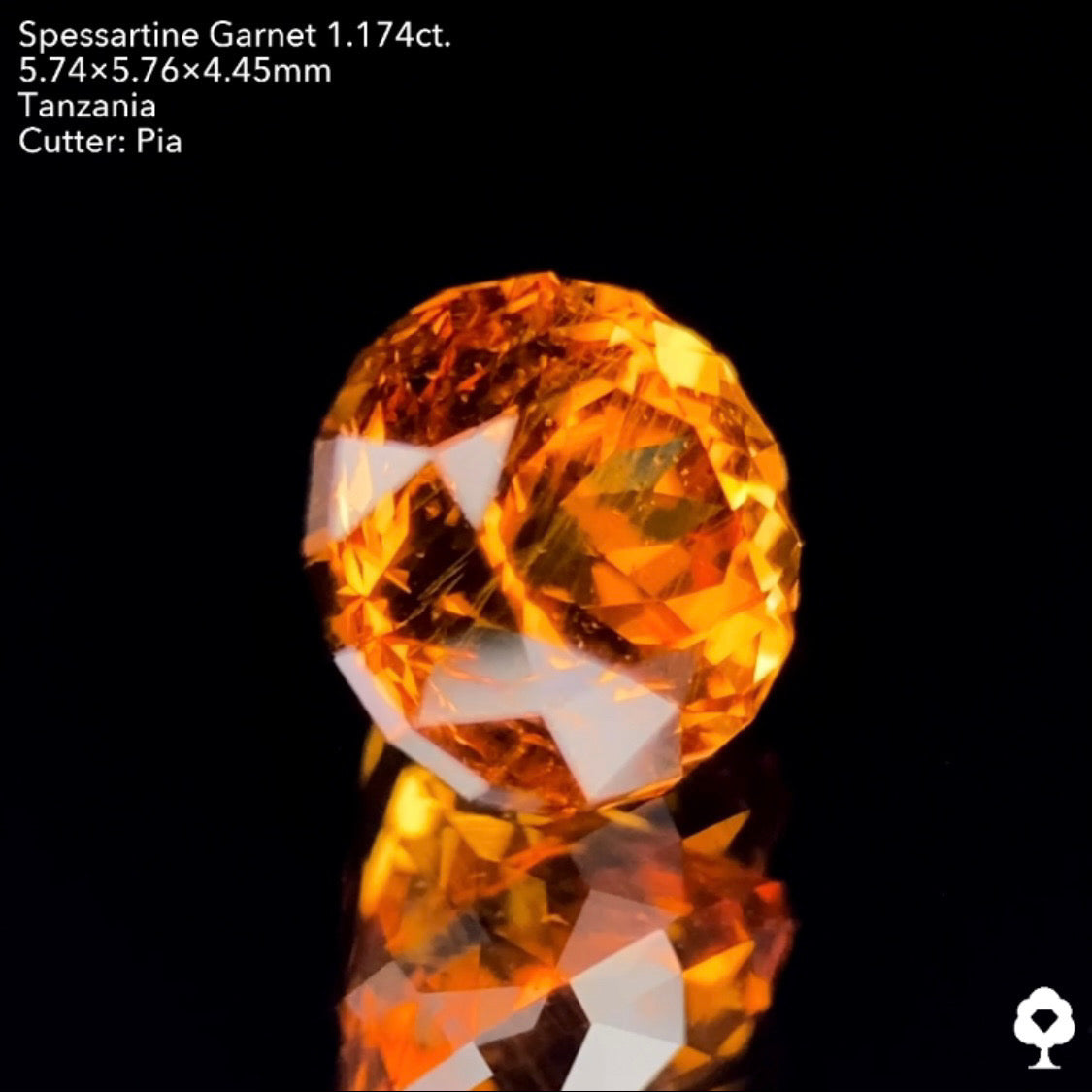 【お客さま専用】太陽のような煌めきを放つ針インクル入りの大人気16角形ラウンド★スペサタイトガーネット1.174ct.ピアッちゃん作品