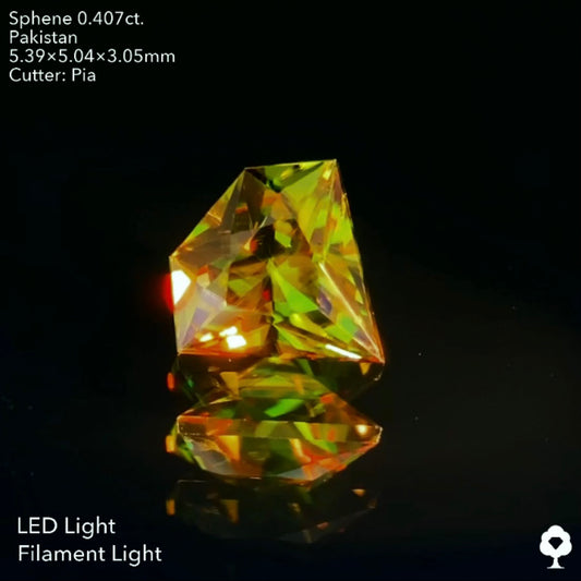 濃色でありながら暗すぎない最高のバランスの宝石形★パキスタンスフェーン0.407ct. ピアッちゃん作品