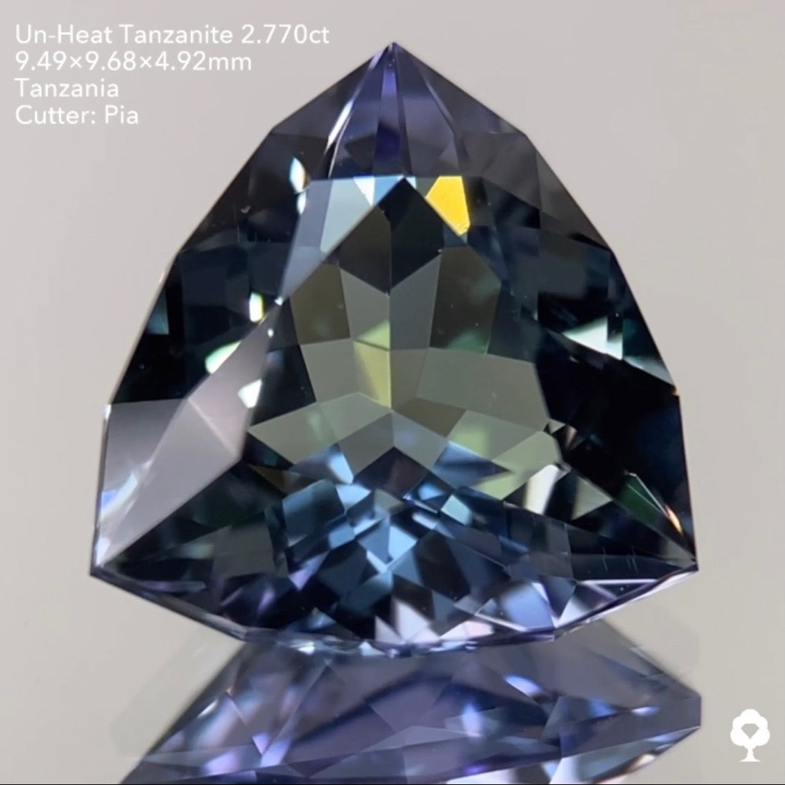 SOLD OUT【GTJウェブサイト個展プライス】非加熱の多色感がファンシートリリアントによって激カッコよく仕上がる★非加熱タンザナイト2.770ct ピアッちゃん作品