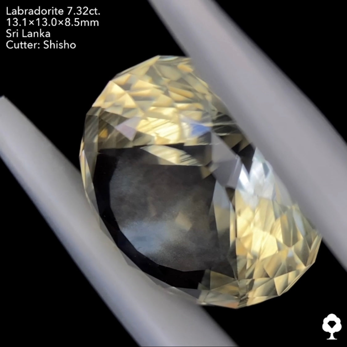 打ち上げ花火のようなシラーの3ステップクラウンファンシーラウンド★ゴールデンラブラドライト7.32ct. 師匠作品