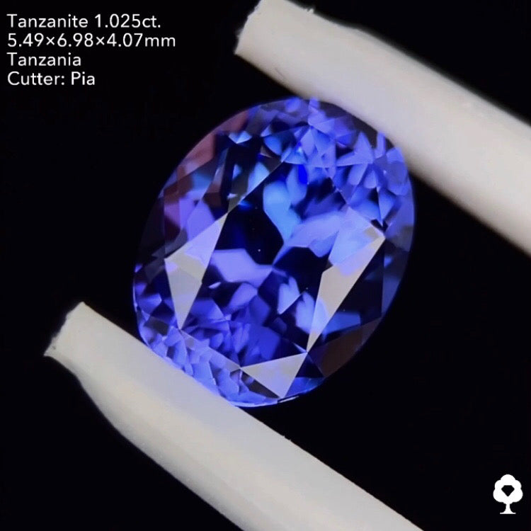 8/13(土)21:30終了‼️2ステップで構成されたお手本のような極美色オーバル★タンザナイト1.025ct. オーバル ピアッちゃん作品