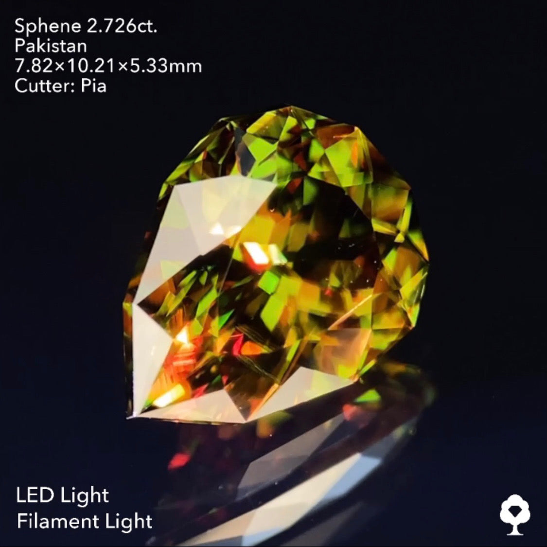 貫禄ある可愛らしいカタチで深いグリーンから強烈なファイアーを放つ★パキスタンスフェーン2.726ct ピアッちゃん作品