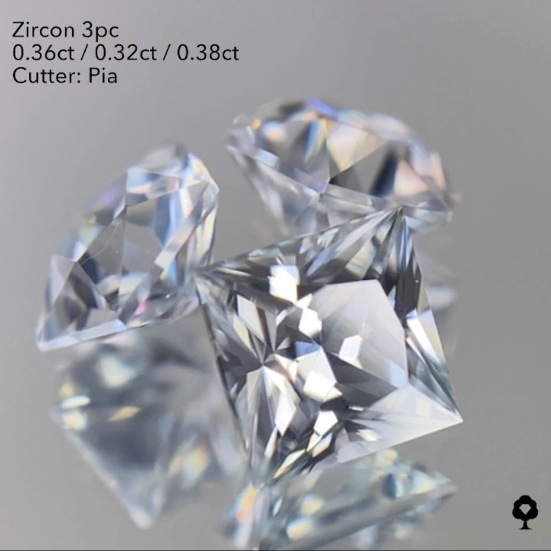 【20:40終了】輝きが止まらない大人気多角形4,5,6角形の3個セット★ジルコン 0.36ct/0.32ct/0.38ct ピアッちゃん作品