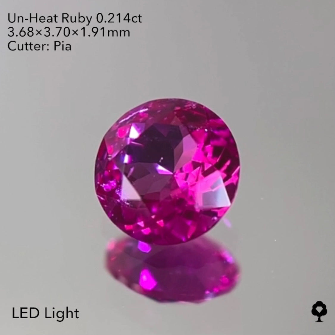 【20:20終了】鮮やかさ明るさ抜群の美色ラウンド★非加熱ルビー0.214ct ピアッちゃん作品