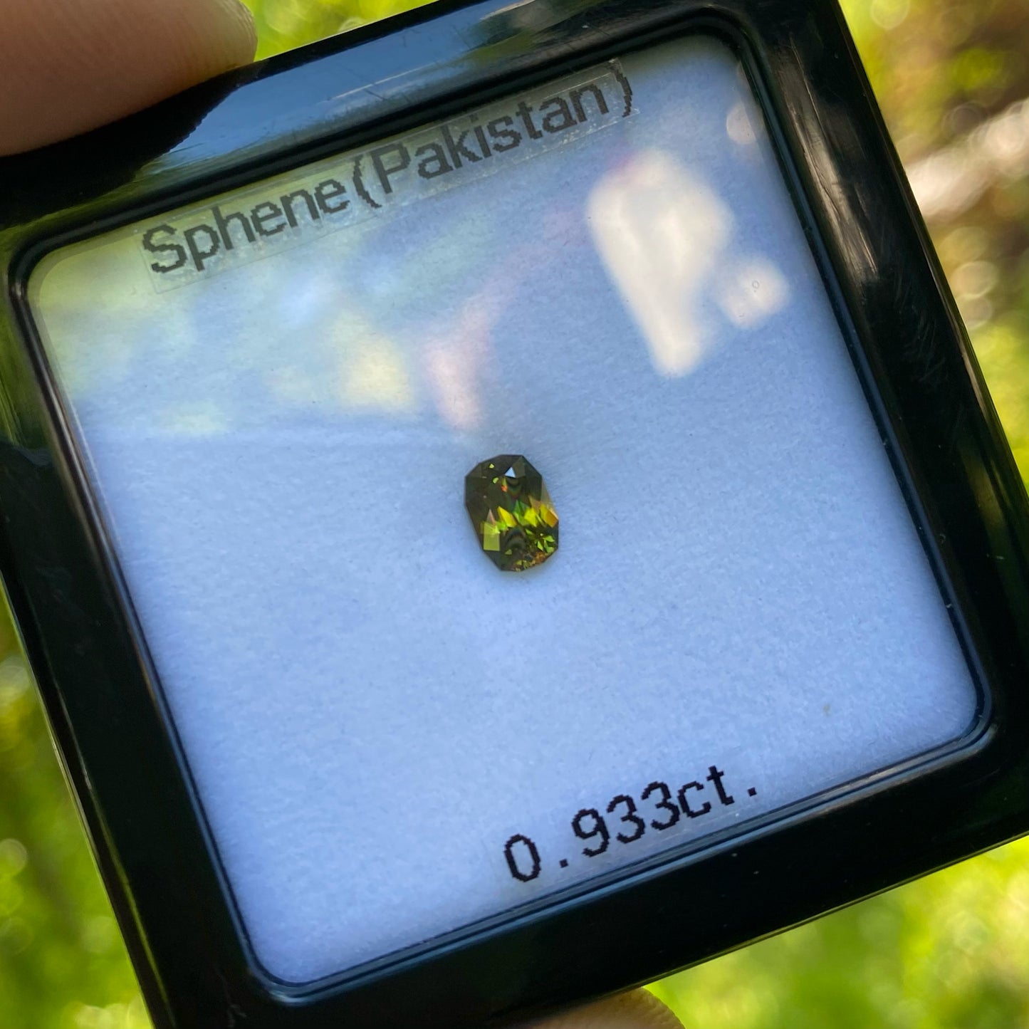 濃美グリーンに散りばめられる赤ファイアー★パキスタンスフェーン0.933ct. ピアッちゃん作品