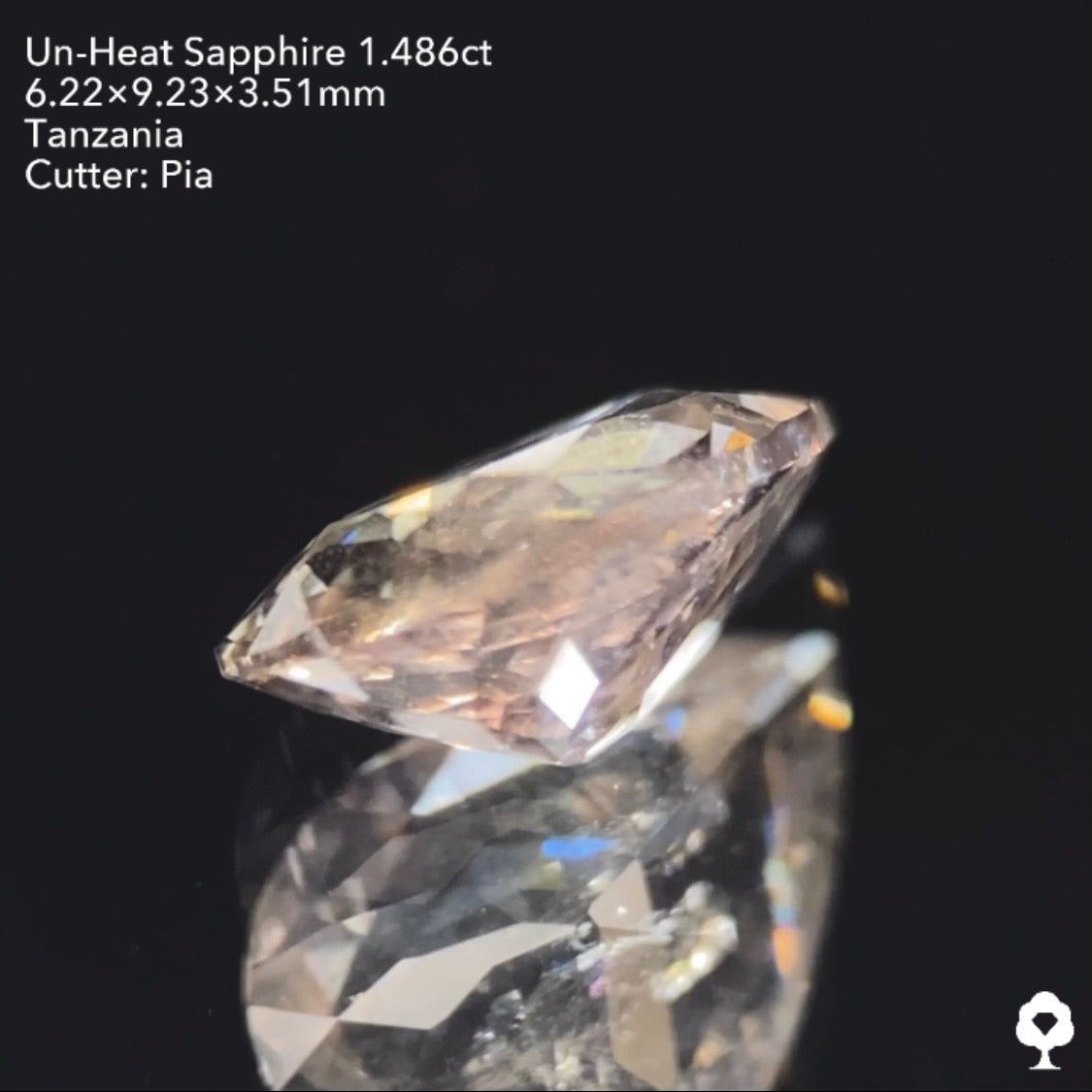 【仕切り直し】UVチェンジ美しいニュアンスカラーに舞い散るスノードームのようなインクル★非加熱サファイア1.486ctピアッちゃん作品