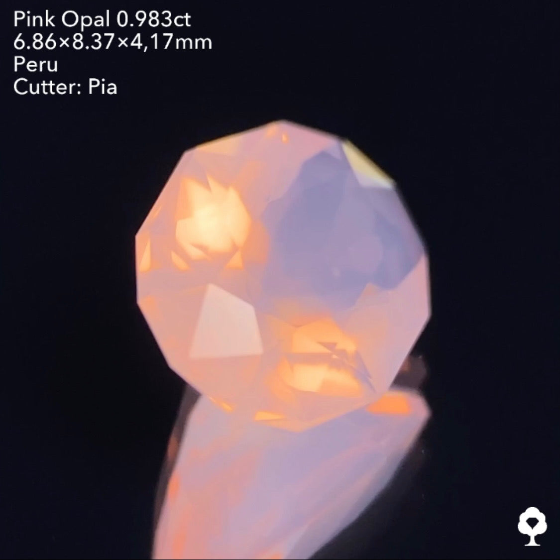 【GTJウェブサイト個展プライス】透明度・シルキーさ・色合い・カットのバランス抜群★ピンクオパール0.983ct ピアッちゃん作品