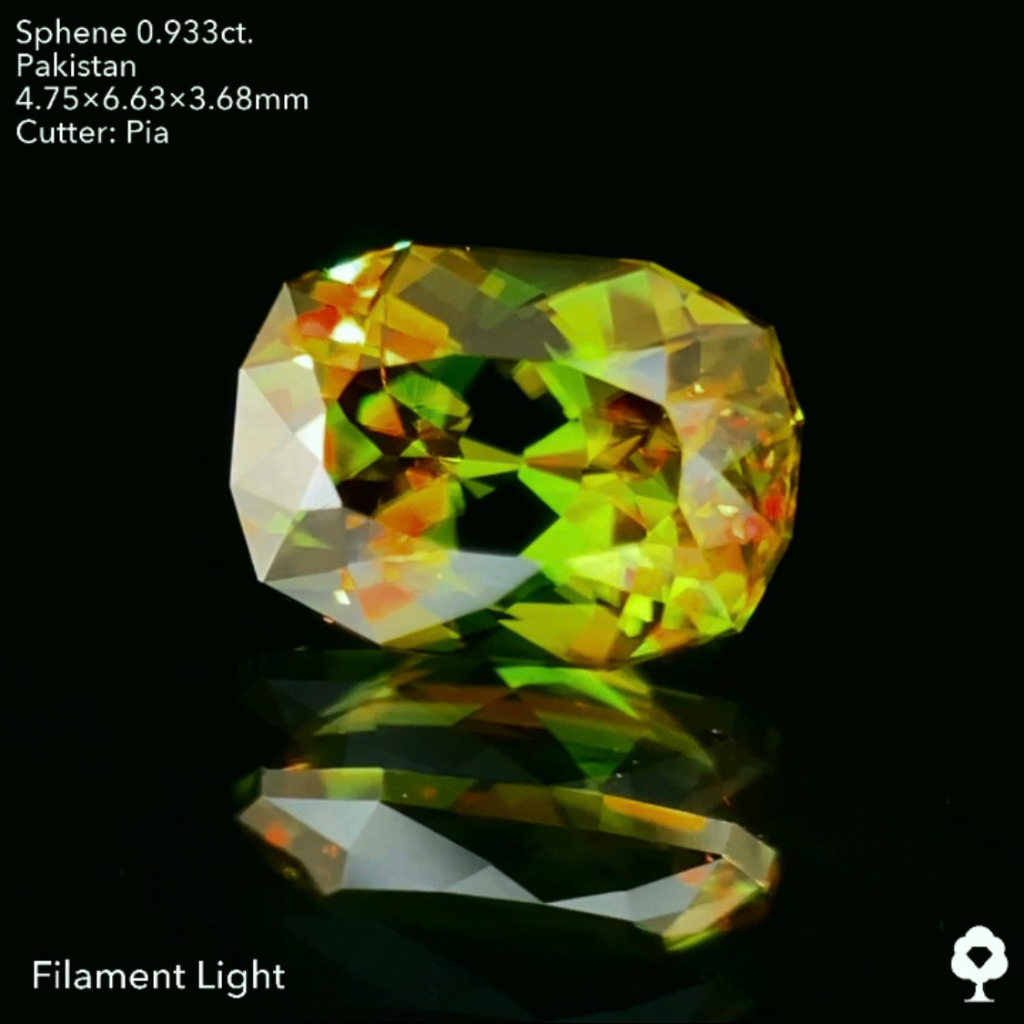 濃美グリーンに散りばめられる赤ファイアー★パキスタンスフェーン0.933ct. ピアッちゃん作品