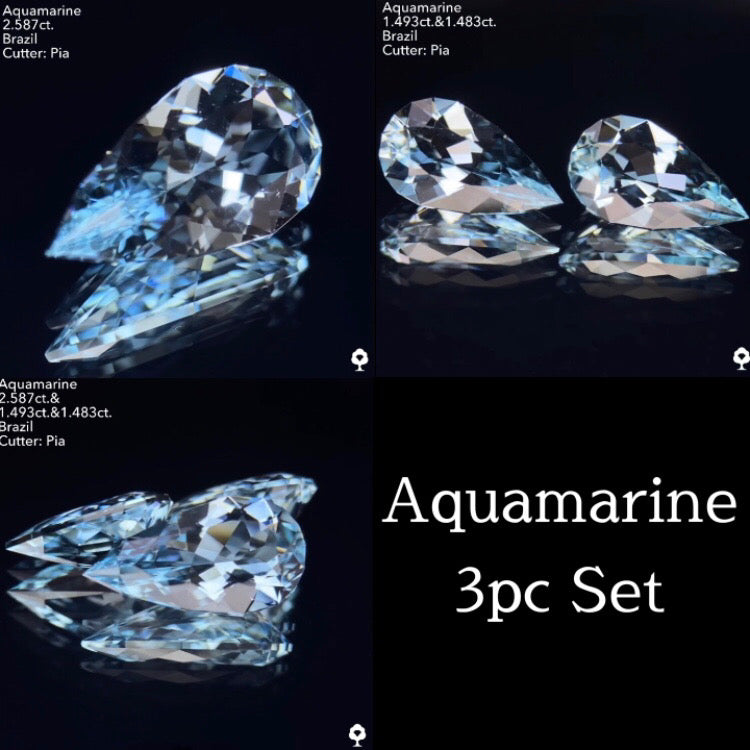 【8/20終了‼️1ヶ月オークション】ウルウルとした煌めきが止まらないアクアマリン3個セット 計5.563ct