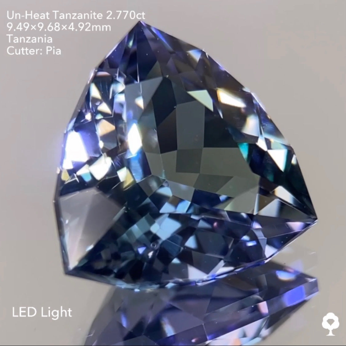 SOLD OUT【GTJウェブサイト個展プライス】非加熱の多色感がファンシートリリアントによって激カッコよく仕上がる★非加熱タンザナイト2.770ct ピアッちゃん作品