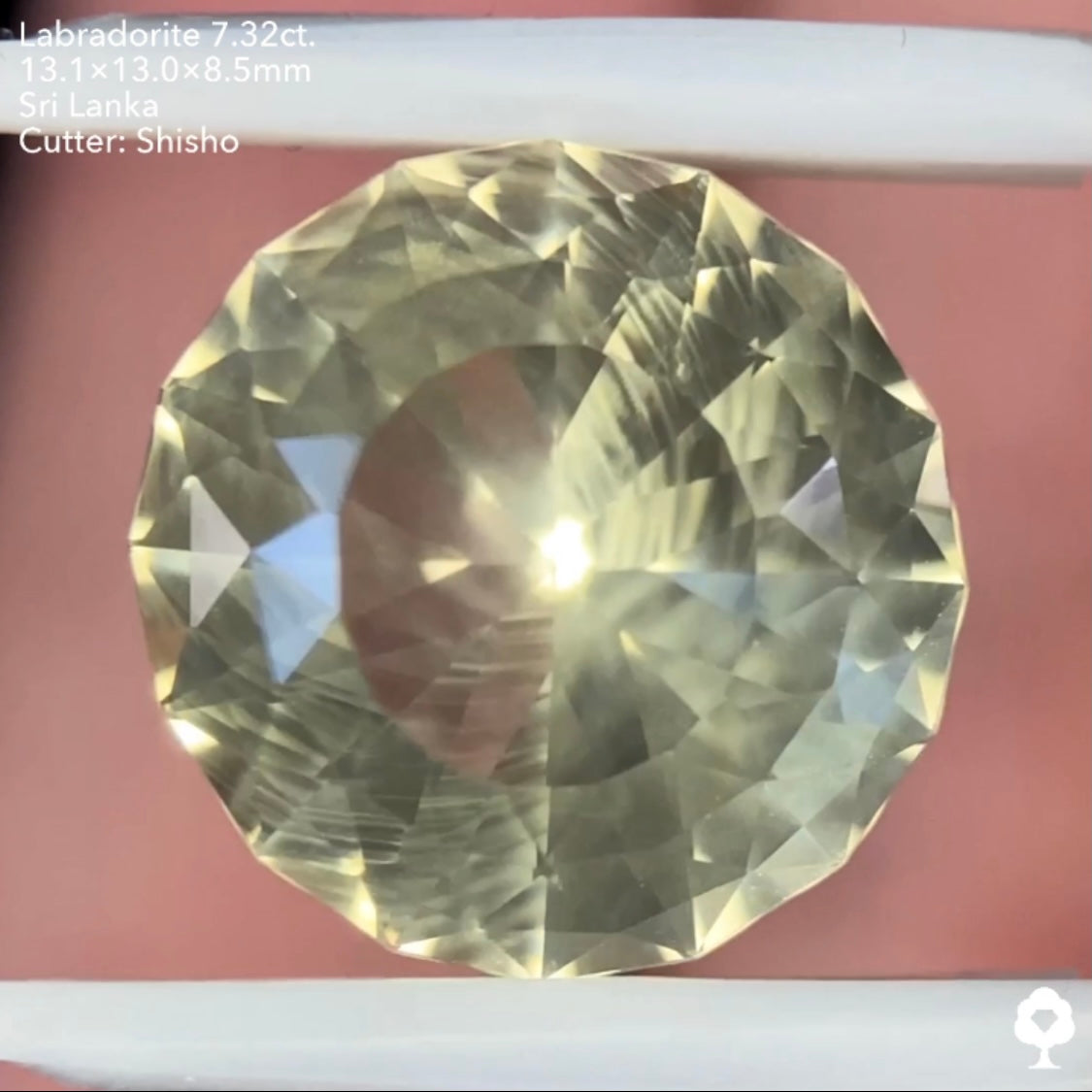 打ち上げ花火のようなシラーの3ステップクラウンファンシーラウンド★ゴールデンラブラドライト7.32ct. 師匠作品