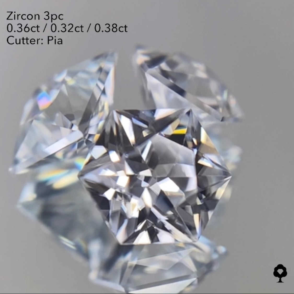【20:40終了】輝きが止まらない大人気多角形4,5,6角形の3個セット★ジルコン 0.36ct/0.32ct/0.38ct ピアッちゃん作品