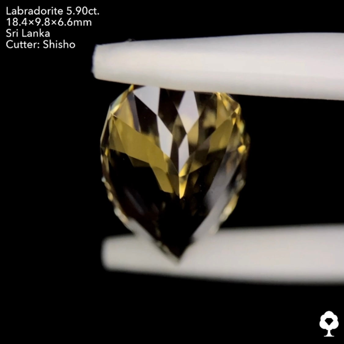 【SOLD OUT】圧倒的な存在感と細やかな煌めきを放つロングファンシーペアシェイプ★ラブラドライト5.90ct. 師匠作品★お問合せ特別価格★