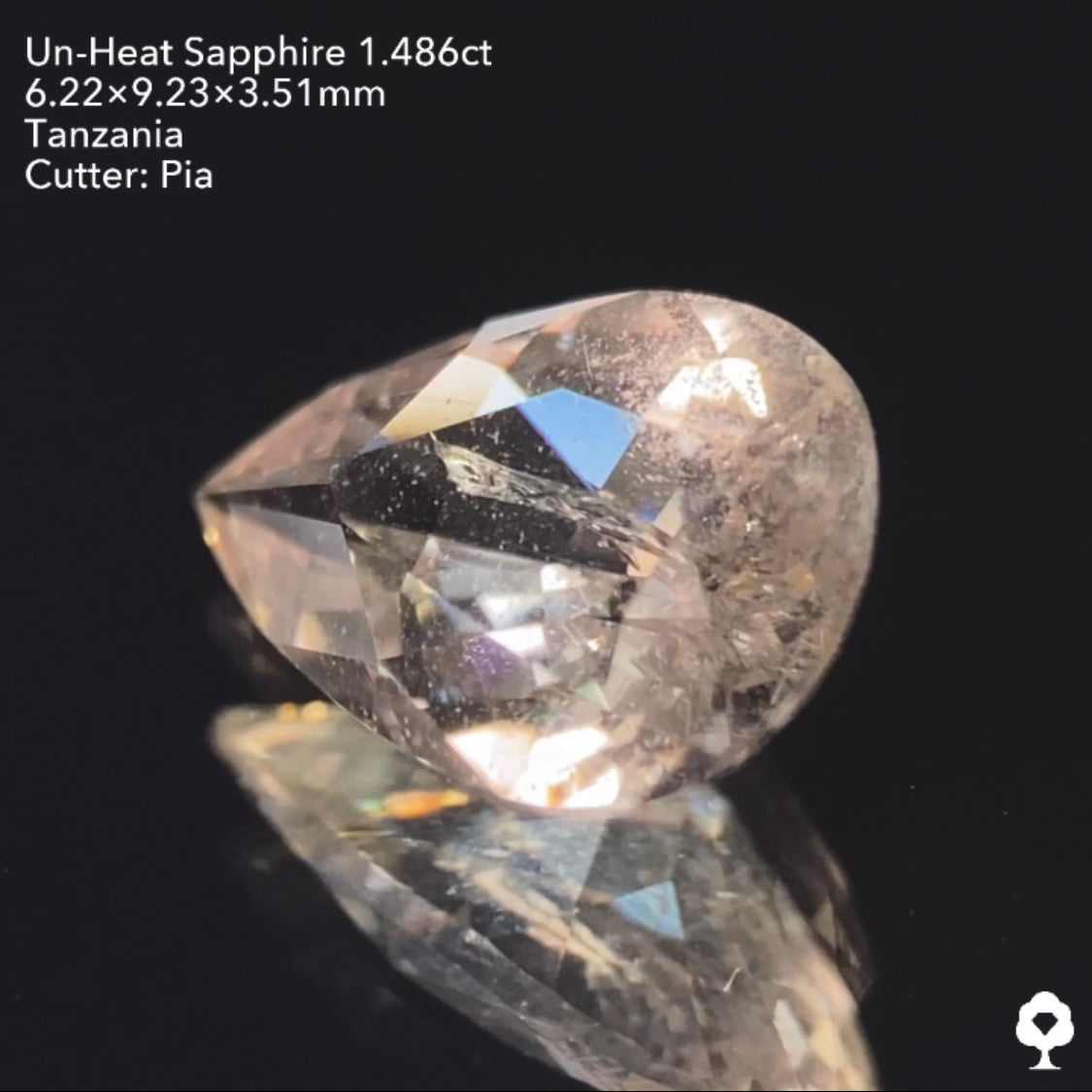 【仕切り直し】UVチェンジ美しいニュアンスカラーに舞い散るスノードームのようなインクル★非加熱サファイア1.486ctピアッちゃん作品