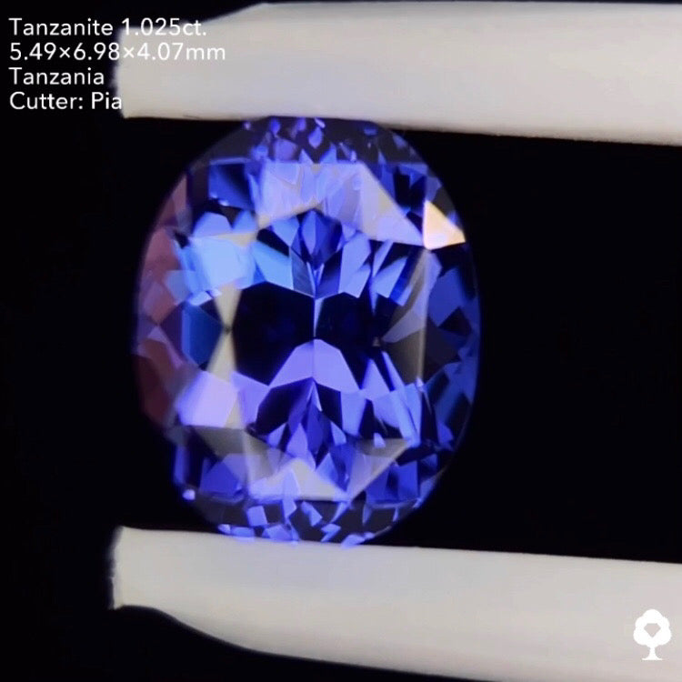 8/13(土)21:30終了‼️2ステップで構成されたお手本のような極美色オーバル★タンザナイト1.025ct. オーバル ピアッちゃん作品