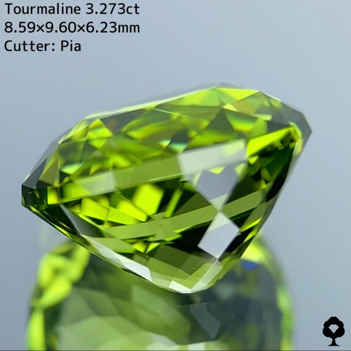 【お客さま専用・交渉人LIVE】冴え渡る爽やかグリーンの大粒ながら美しい結晶の2ステップファンシークッション★トルマリン 3.273ct