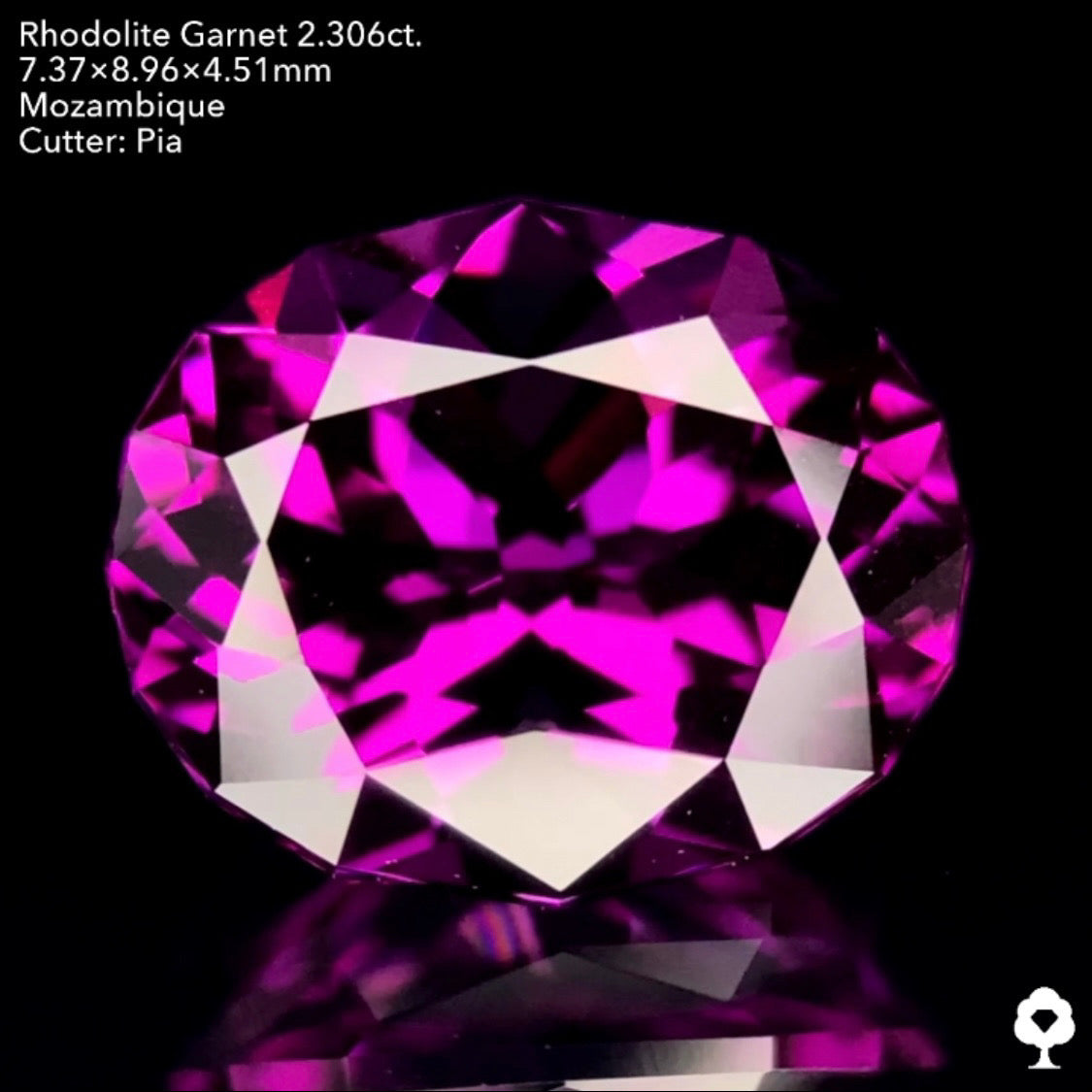 ハイレベルなグレープ系濃厚美色のファンシーオーバル★ロードライトガーネット2.306ct. ピアッちゃん作品