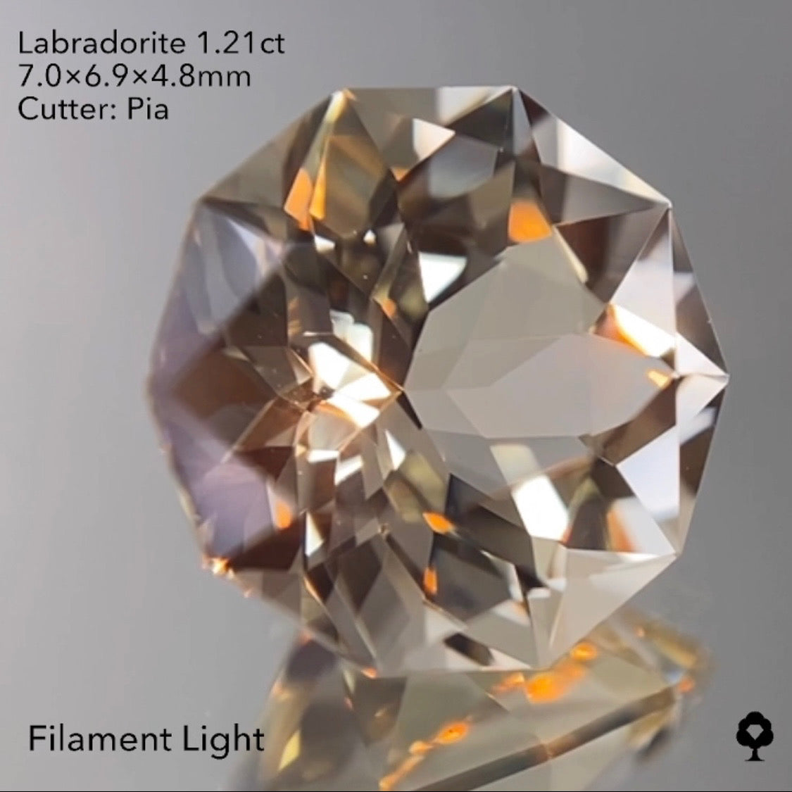 【20:50終了】五芒星が重なり合う美しい新カット★ラブラドライト1.21ct ピアッちゃん作品