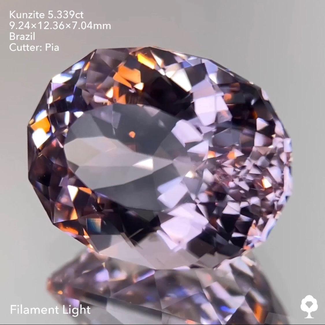 大粒ながら繊細なピンクのキラキラファンシーオーバル★クンツァイト5.339ct ピアッちゃん作品