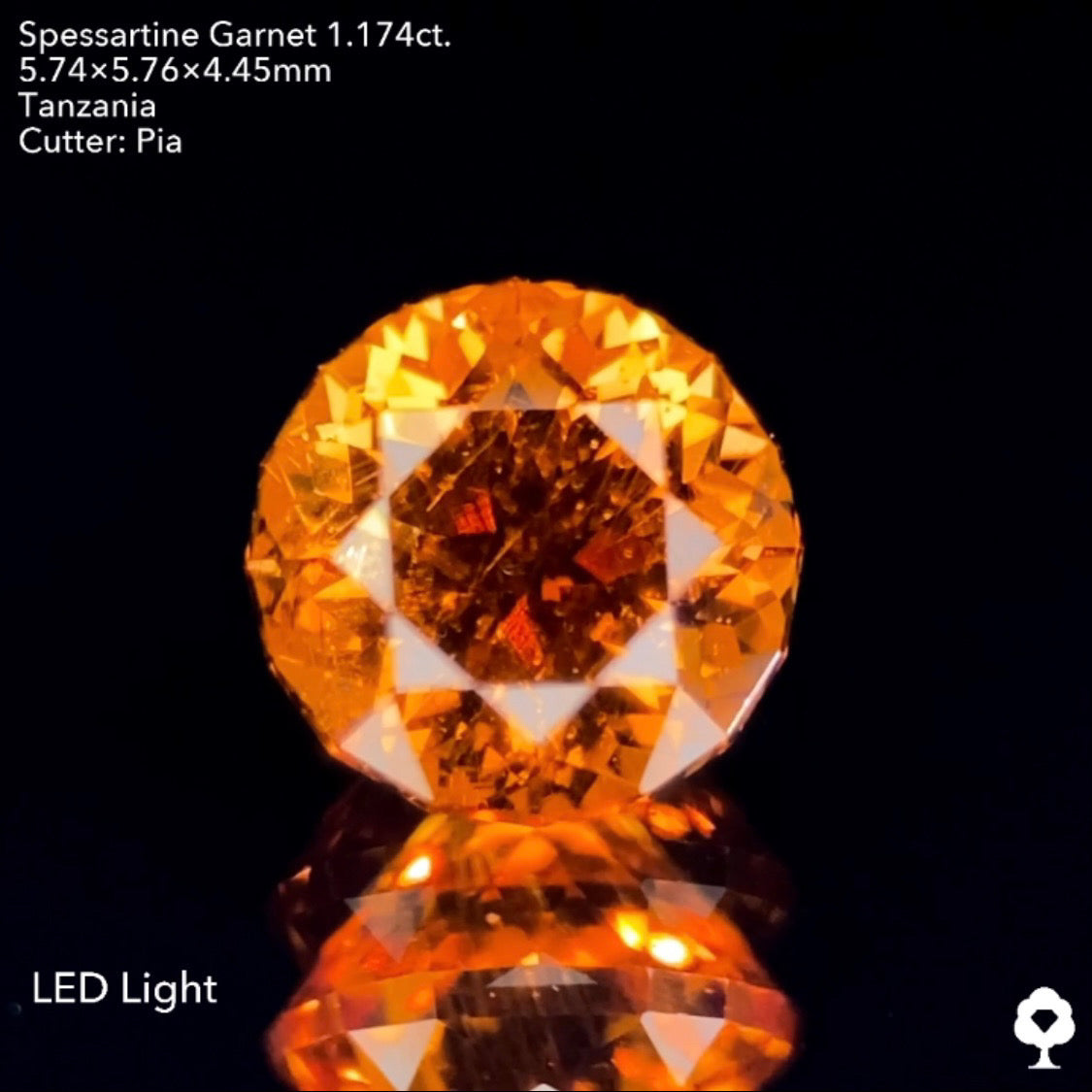 【お客さま専用】太陽のような煌めきを放つ針インクル入りの大人気16角形ラウンド★スペサタイトガーネット1.174ct.ピアッちゃん作品