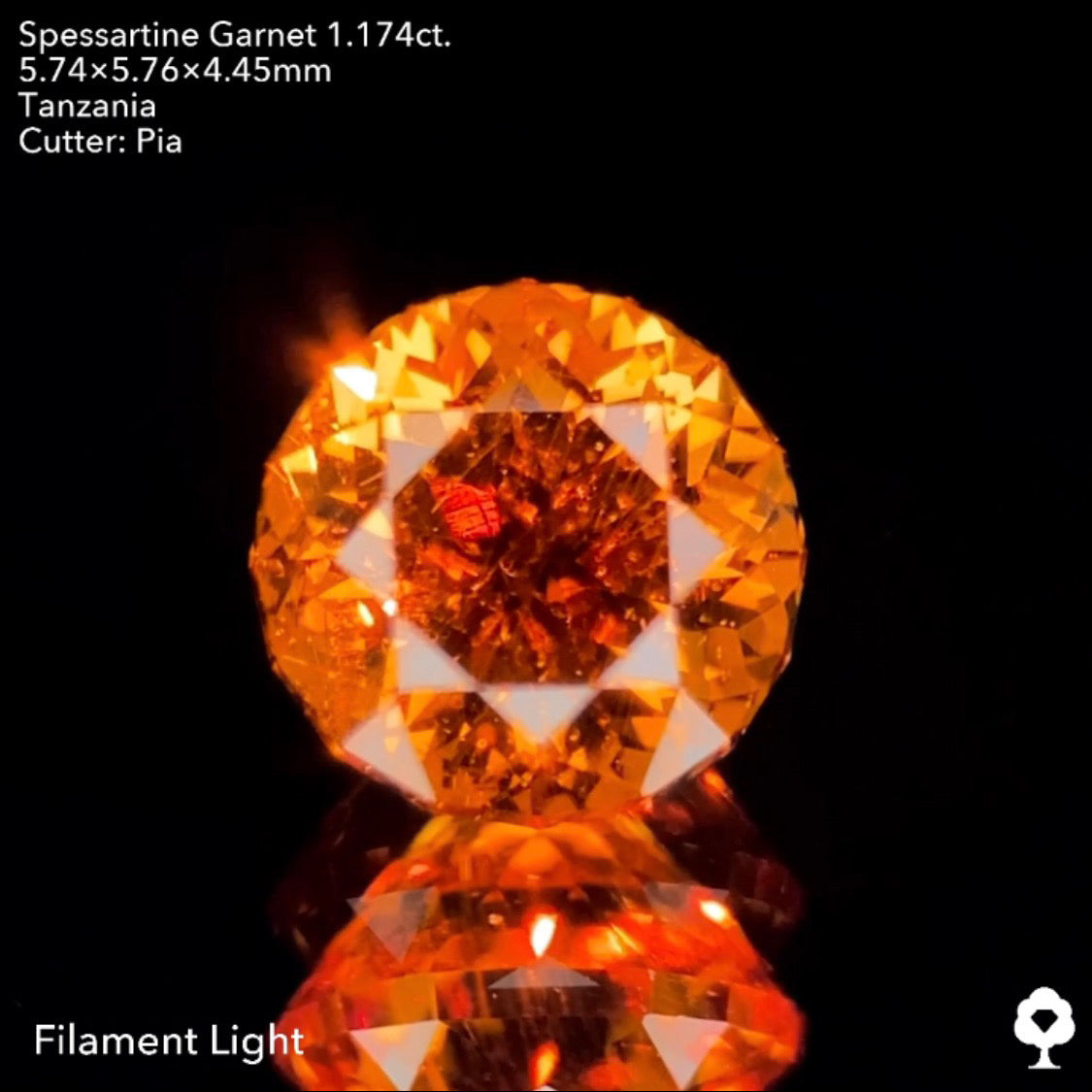 【お客さま専用】太陽のような煌めきを放つ針インクル入りの大人気16角形ラウンド★スペサタイトガーネット1.174ct.ピアッちゃん作品