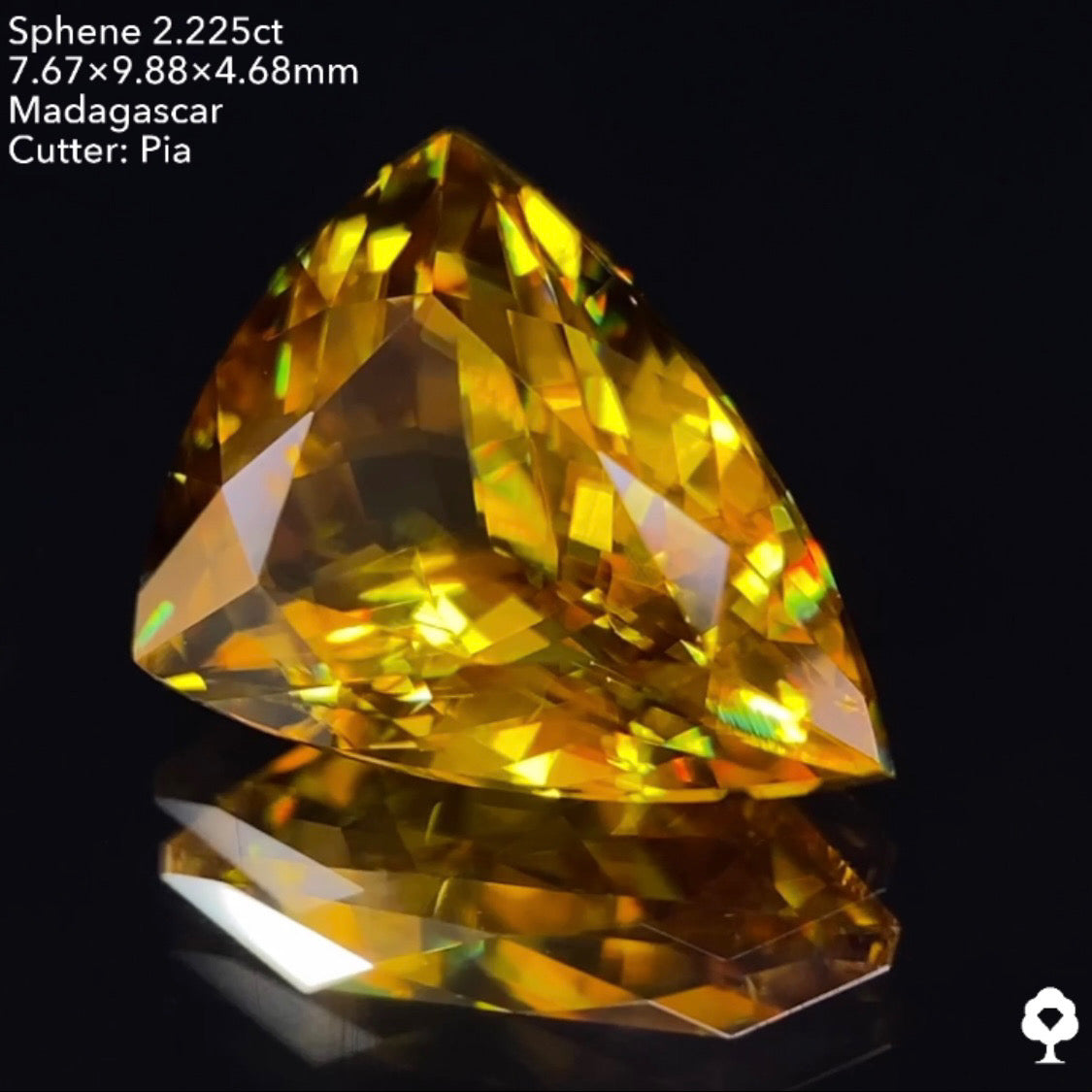 5/4(水)22:00終了!【24時間リレー1円オークション】研ぎ澄まされたカットとトリリアントが屈折率と分散度を最大限に引き出す★スフェーン2.225ct ピアッちゃん作品