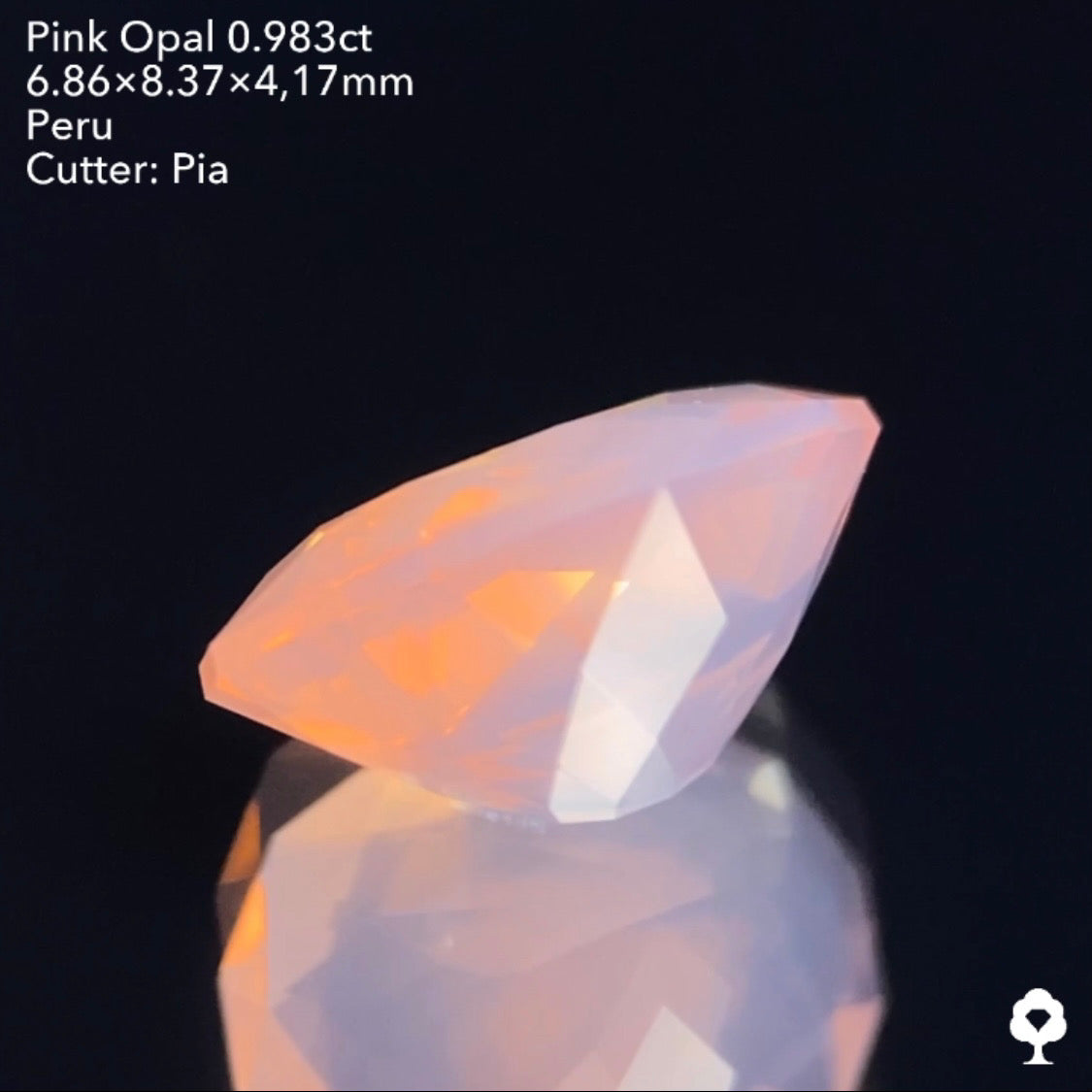 【GTJウェブサイト個展プライス】透明度・シルキーさ・色合い・カットのバランス抜群★ピンクオパール0.983ct ピアッちゃん作品