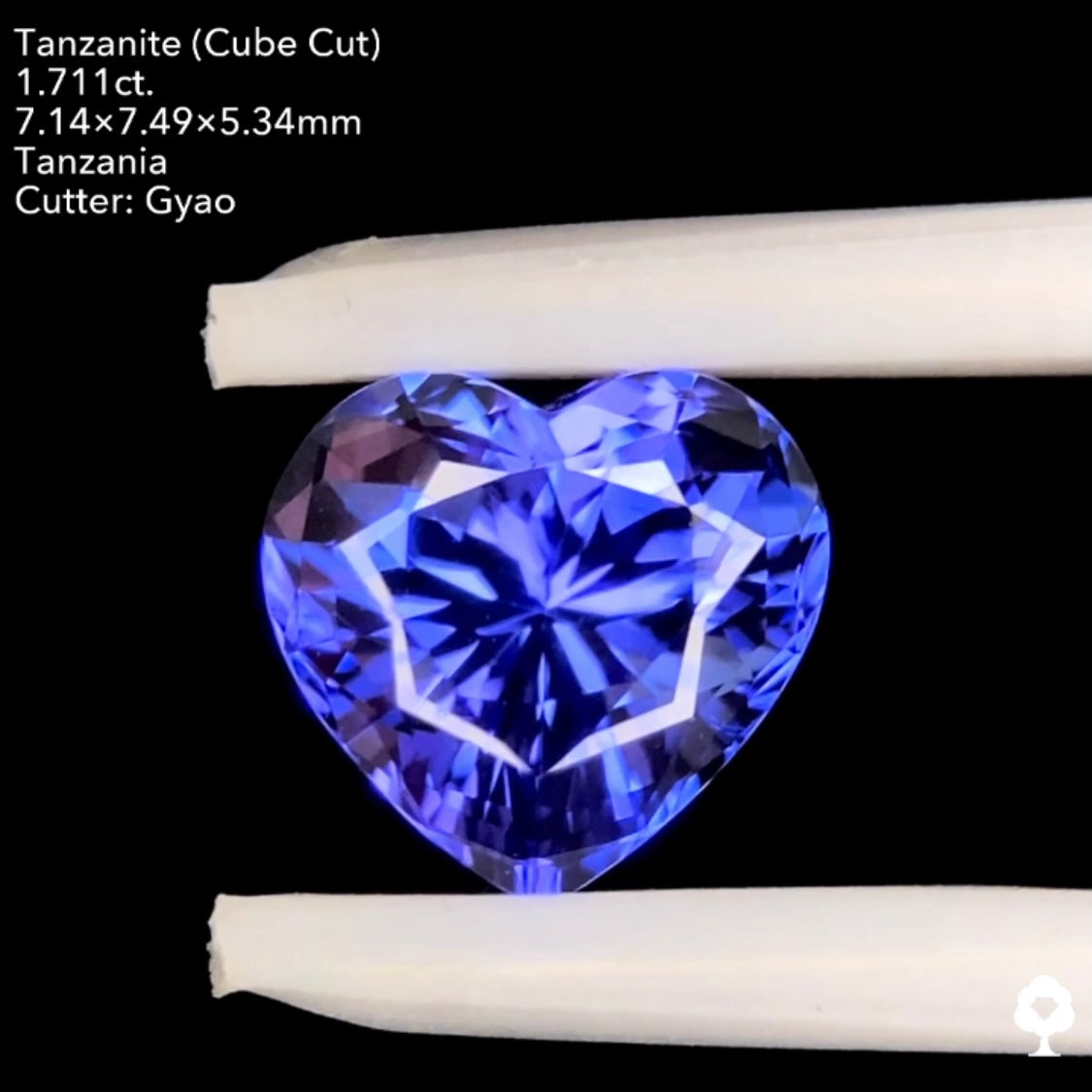タンザナイト1.711ct. 変則キューブハートシェイプ ゲオちゃん作品
