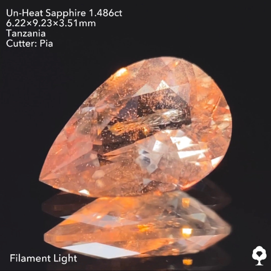 【仕切り直し】UVチェンジ美しいニュアンスカラーに舞い散るスノードームのようなインクル★非加熱サファイア1.486ctピアッちゃん作品