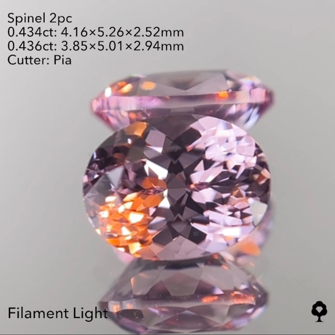 ★30分オークション★【21:10終了】可愛いピンクとパープルの色見比べセット★スピネル2個 0.434ct/0.436ct ピアッちゃん作品