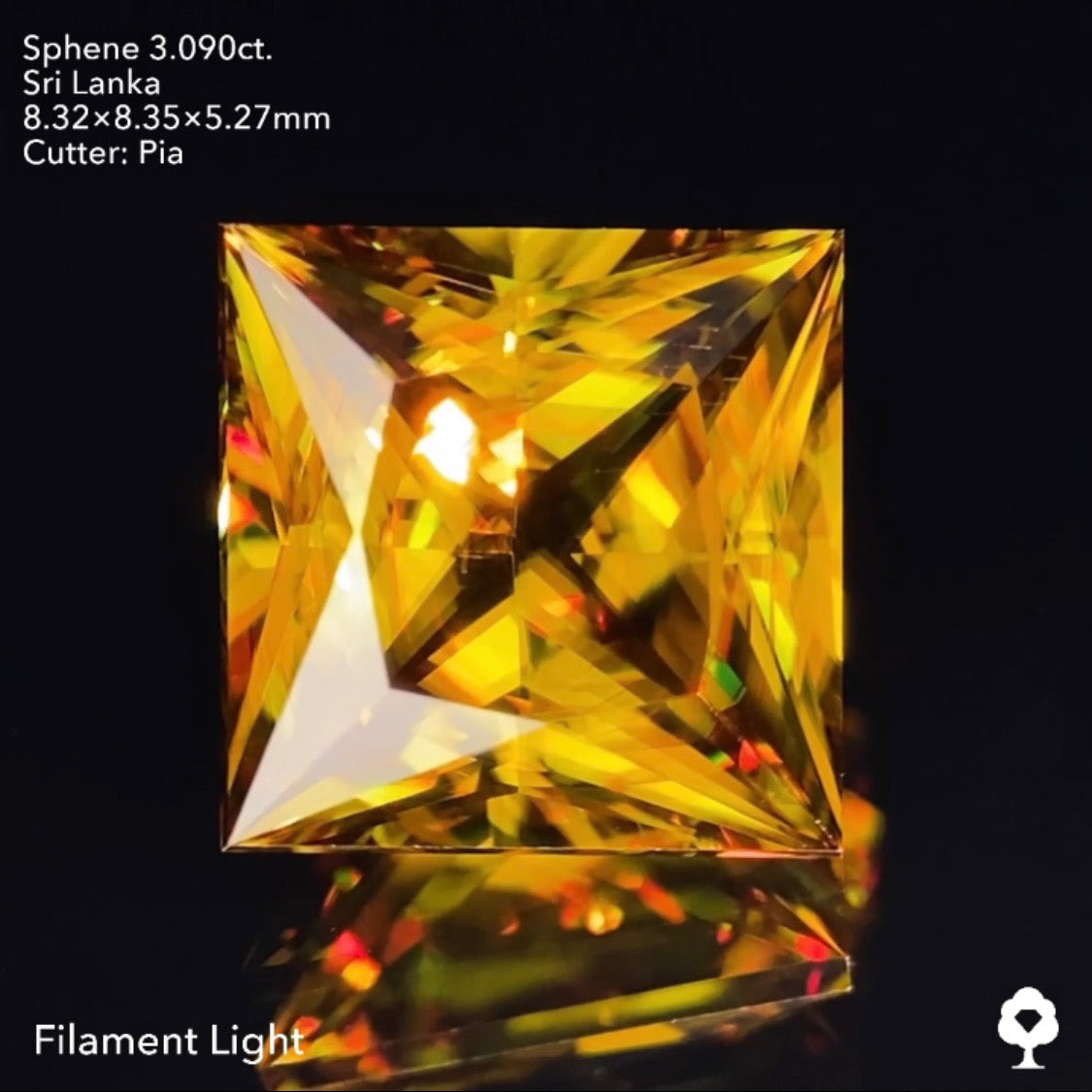 王様の風格ある3ctアップのギラギラプリンセス★スリランカスフェーン3.090ct ピアッちゃん作品