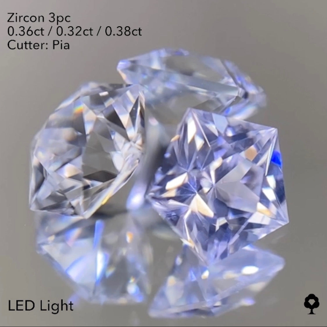 【20:40終了】輝きが止まらない大人気多角形4,5,6角形の3個セット★ジルコン 0.36ct/0.32ct/0.38ct ピアッちゃん作品