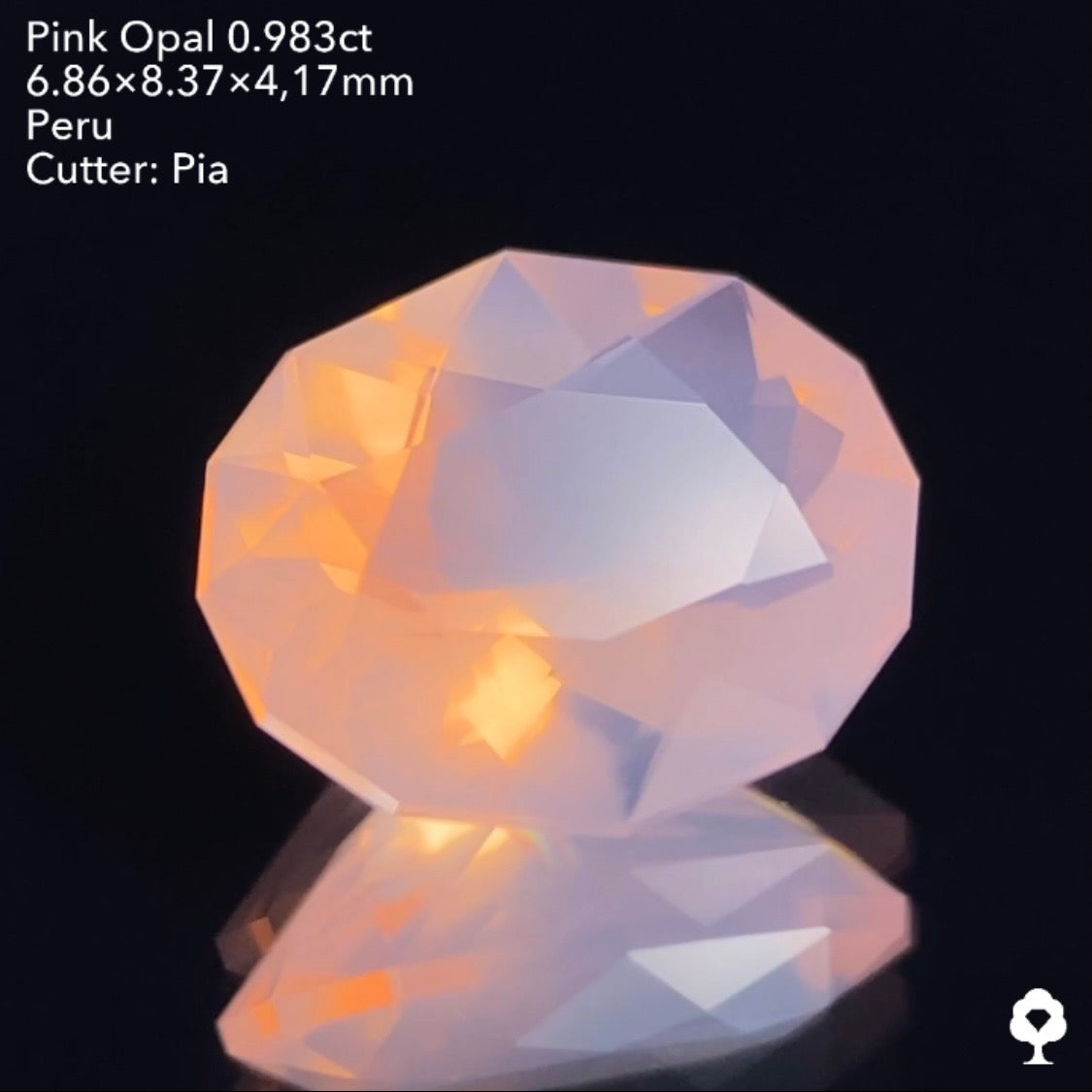 【GTJウェブサイト個展プライス】透明度・シルキーさ・色合い・カットのバランス抜群★ピンクオパール0.983ct ピアッちゃん作品