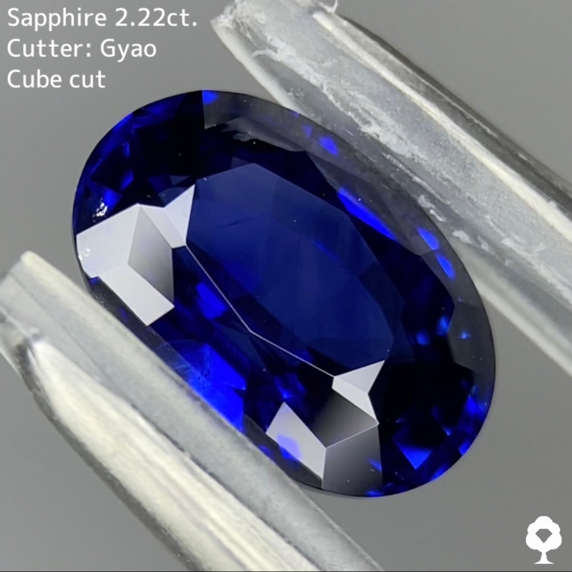 ロイヤルにインクブルーが混ざった濃厚美色に縁取りキューブカット★サファイア 2.220ct【Cube cut】