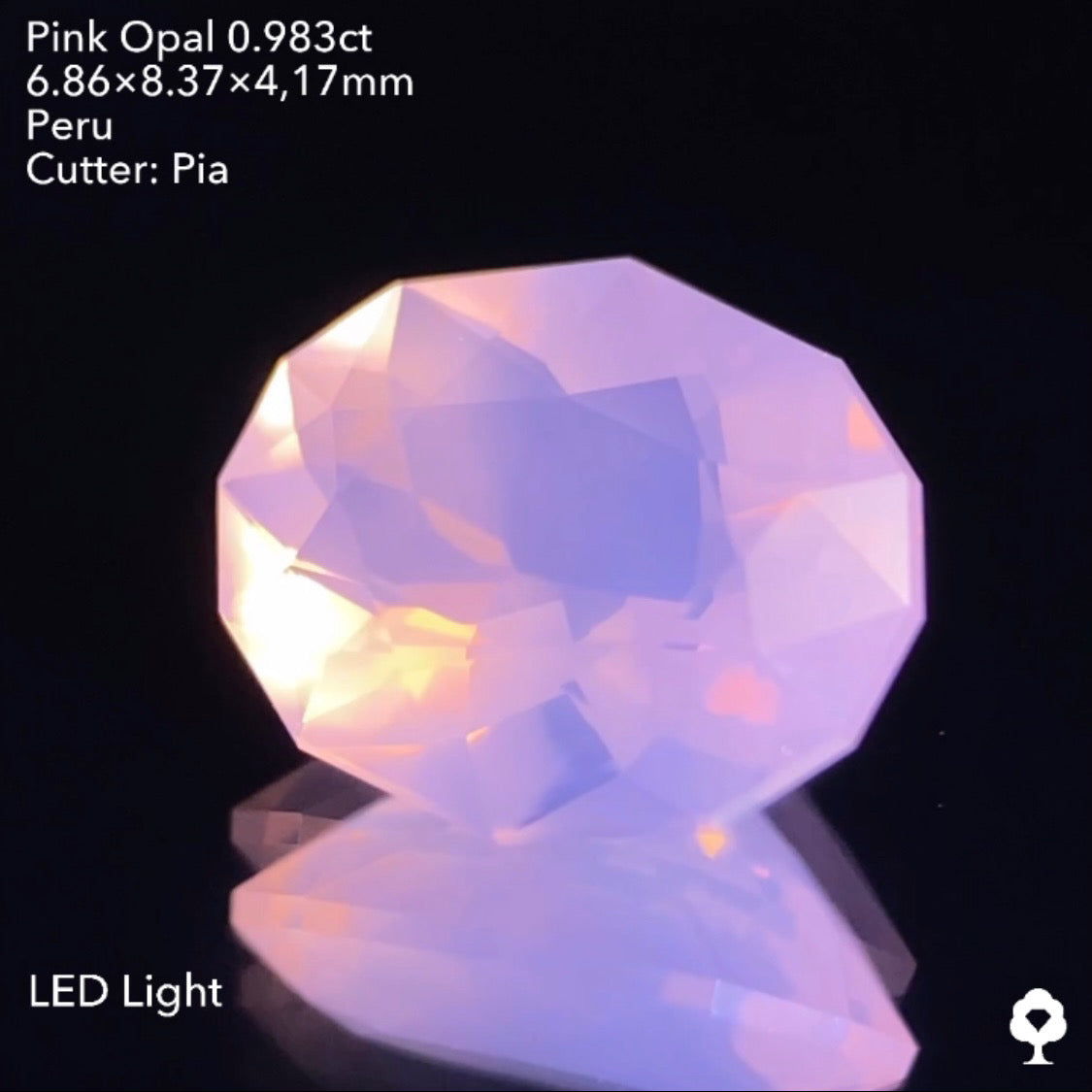 【GTJウェブサイト個展プライス】透明度・シルキーさ・色合い・カットのバランス抜群★ピンクオパール0.983ct ピアッちゃん作品