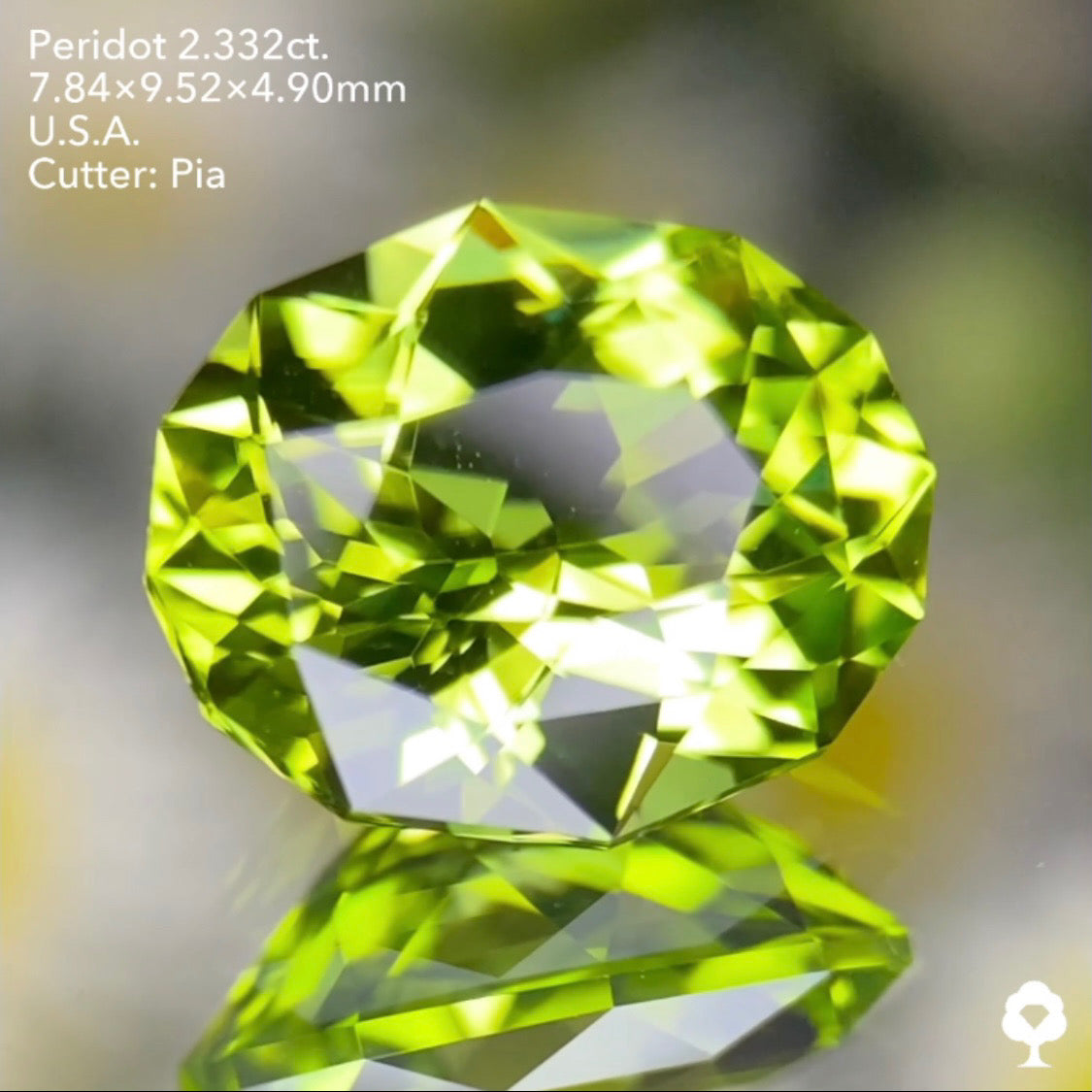 ファンシーオーバルの2ステップクラウンがピアッちゃんの進化を感じる美結晶★ペリドット2.332ct. アメリカ産 ピアッちゃん作品