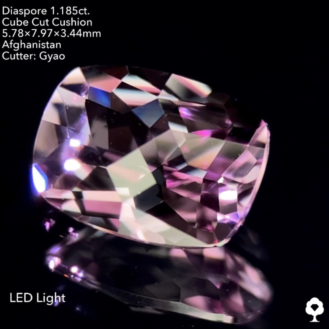 【SOLDOUT】多色美色ピンクがたまらない斜め45°の"田"キューブカット★ダイアスポア1.185ct ゲオちゃん作品