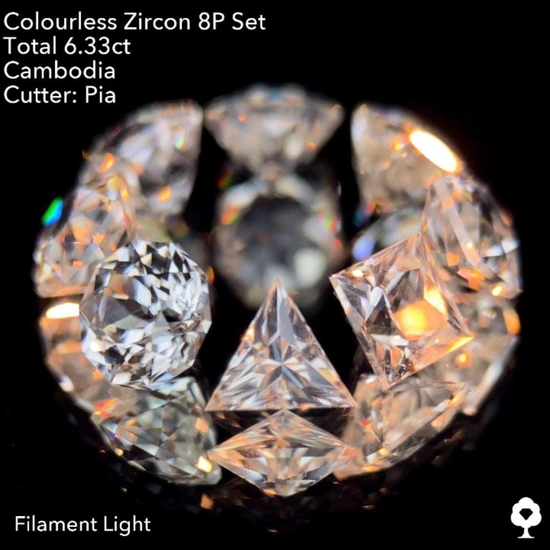【8/1(月)終了‼️1ヶ月オークション‼️】圧巻の輝きと可愛さのボリューム抜群な多角形セット★カラーレスジルコン 8個セット 計6.33ct. ピアッちゃん作品