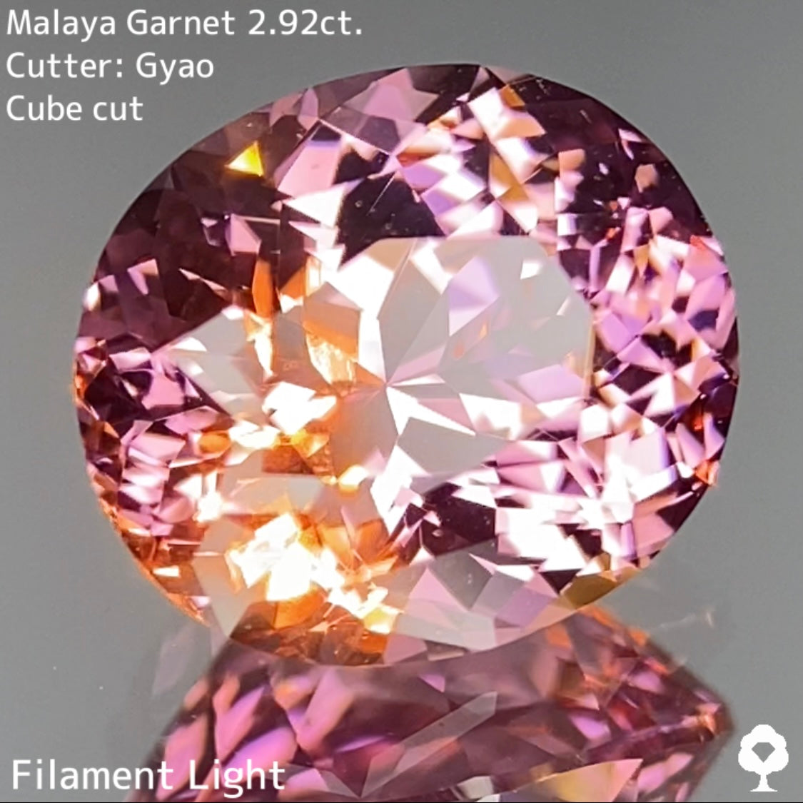 優しく可愛いピンクの細やかで強い煌めきを放つ変則キューブカット★マラヤガーネット 2.923ct【Cube cut】