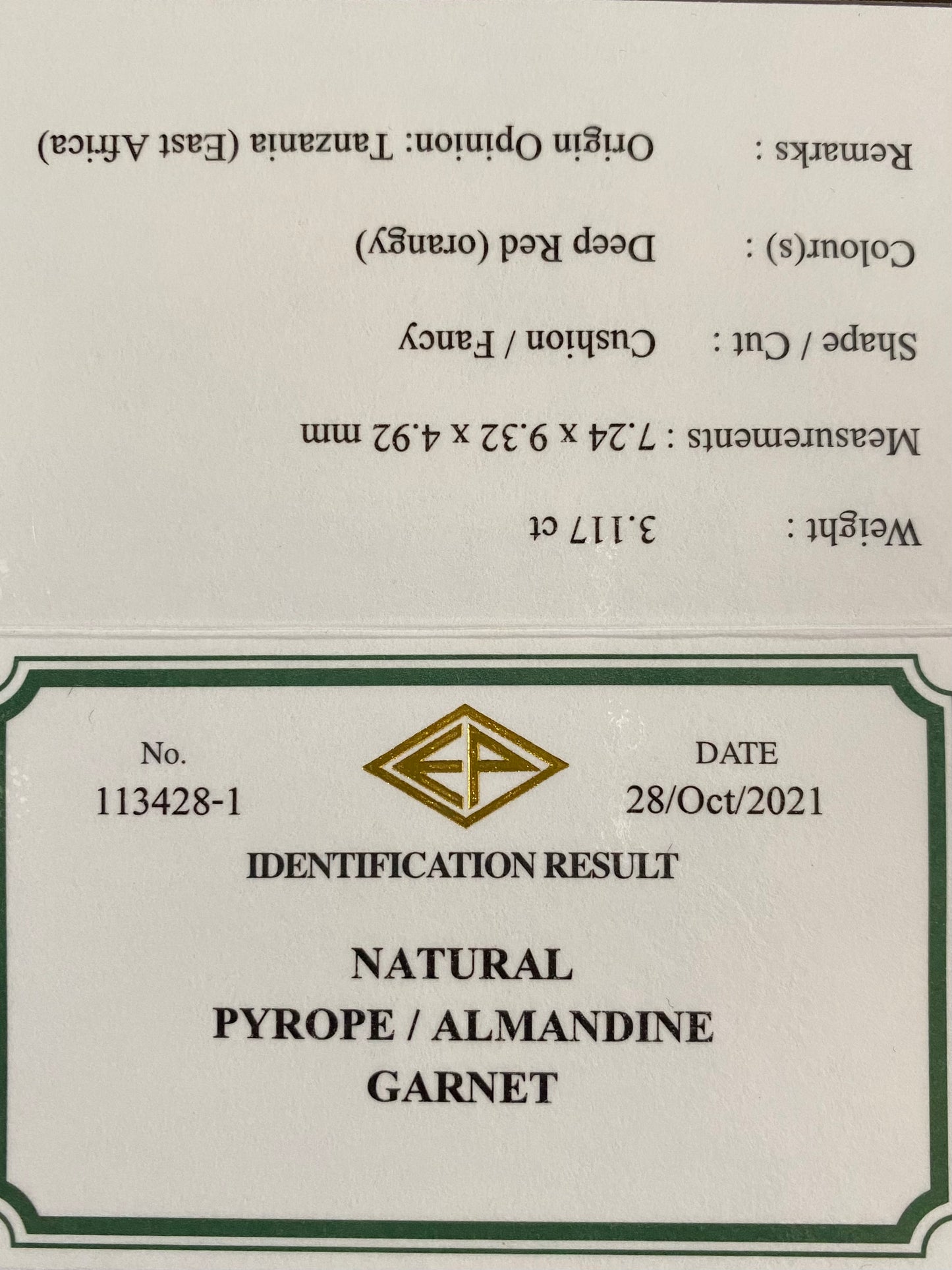 真紅の輝きがたまらない美ロングクッション★パイロープアルマンディンガーネット3.117ct ピアッちゃん作品